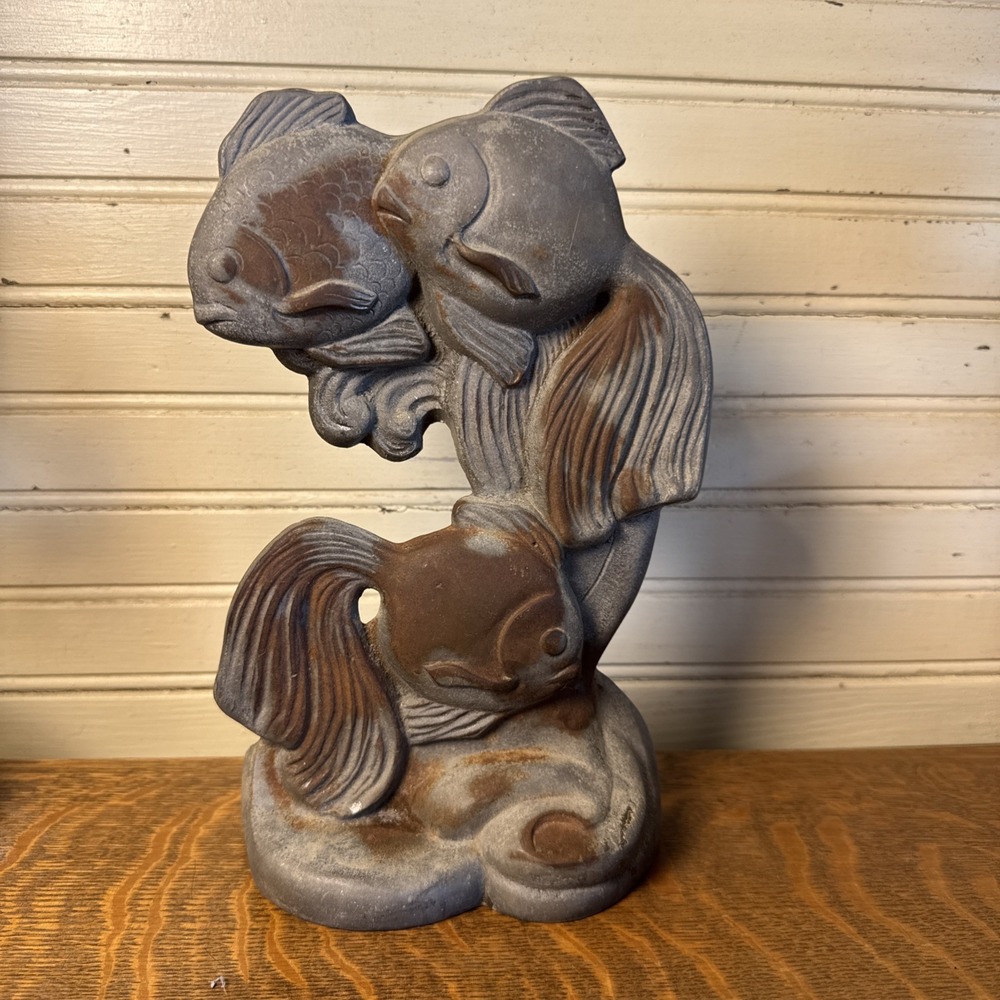 Vintage Hubley #464 Fan Tail Fish Cast Iron Doorstop 1930s Antique 9.7" Rare HTF